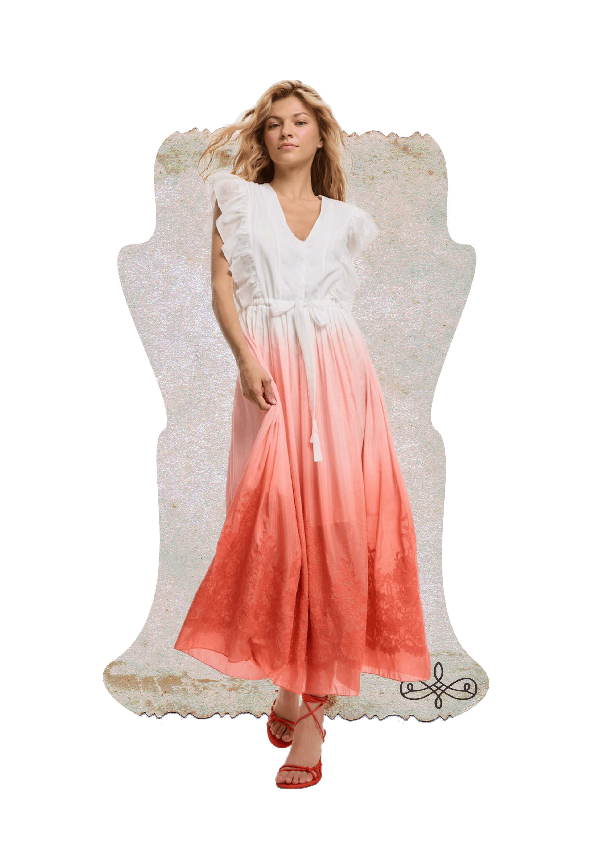 Персиковое платье «Одри» из шелка