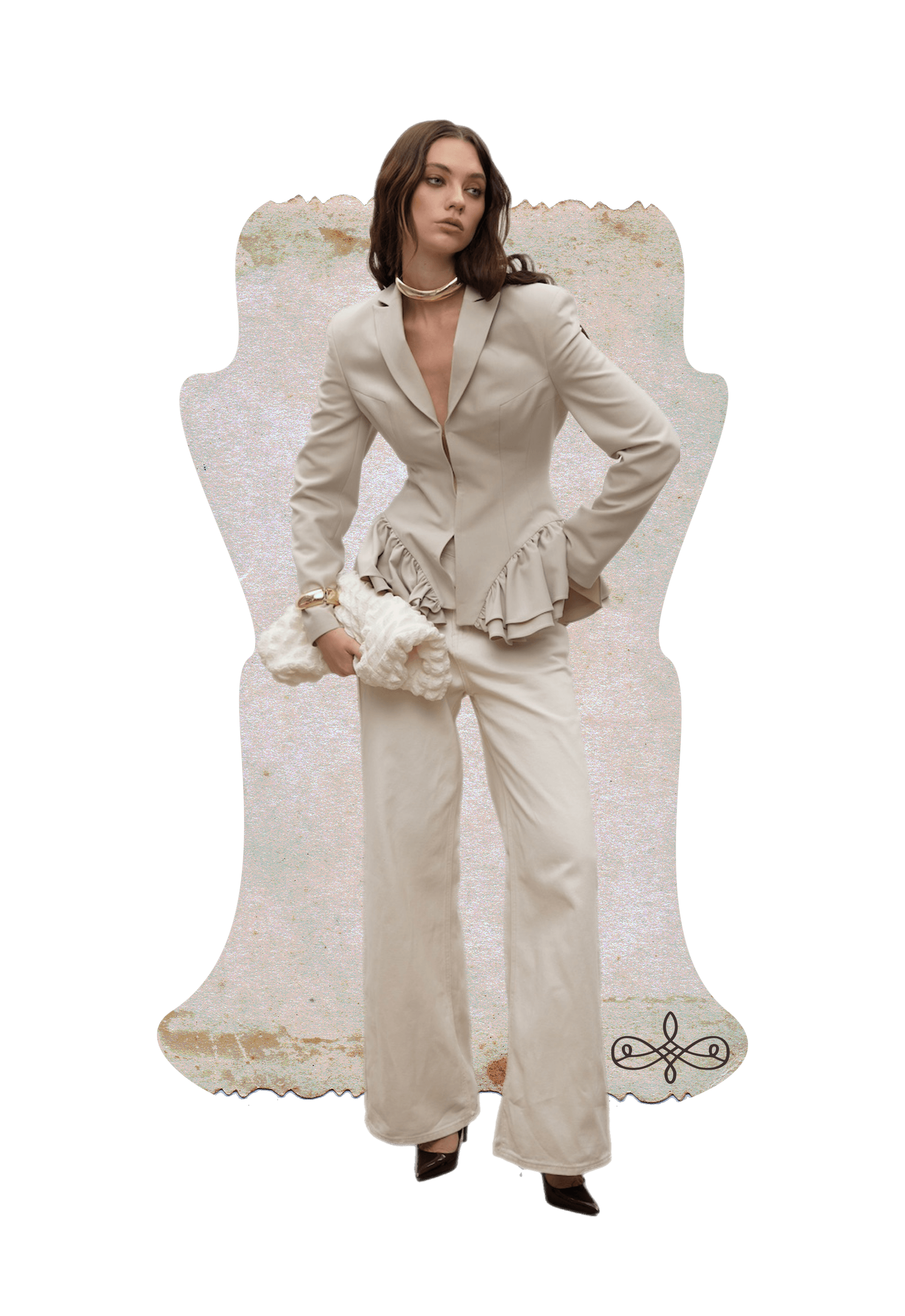 Бежевый жакет с баской «Франчакорта»